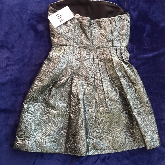 TIBI Metallic Jacquard Strapless Dress - Picture 3 of 8